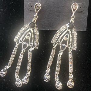 Bebe clear & gold Crystal chandelier earrings NWT